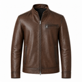 Men's Brown Leather Bomber Jacket
