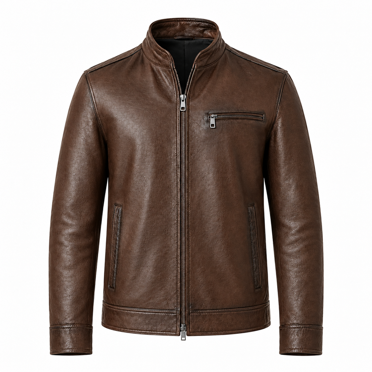 Men's Brown Leather Bomber Jacket