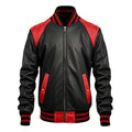 Men’s Black and Red Leather Varsity Jacket